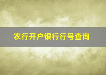 农行开户银行行号查询