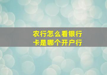 农行怎么看银行卡是哪个开户行