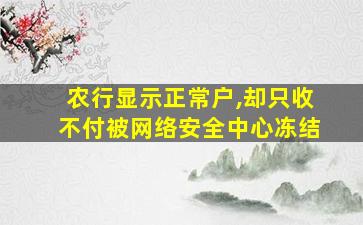 农行显示正常户,却只收不付被网络安全中心冻结