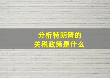 分析特朗普的关税政策是什么