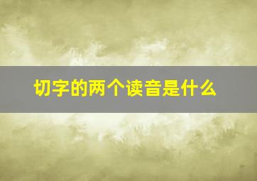 切字的两个读音是什么