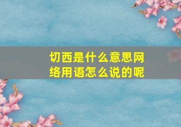 切西是什么意思网络用语怎么说的呢