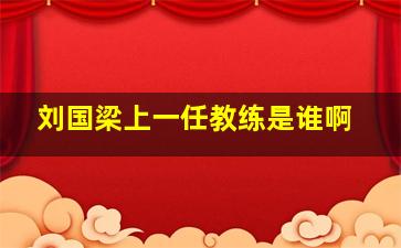 刘国梁上一任教练是谁啊