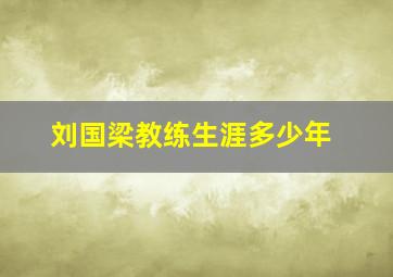 刘国梁教练生涯多少年