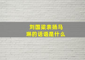 刘国梁表扬马琳的话语是什么