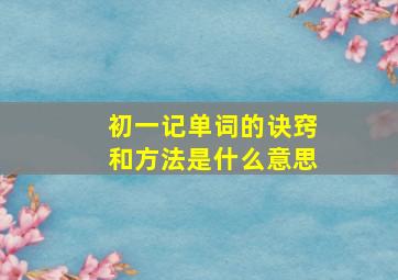 初一记单词的诀窍和方法是什么意思