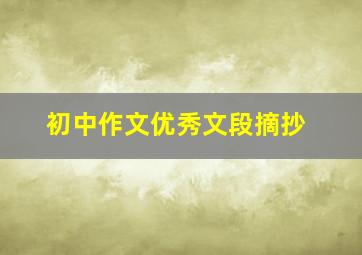 初中作文优秀文段摘抄