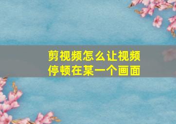 剪视频怎么让视频停顿在某一个画面