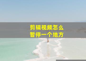 剪辑视频怎么暂停一个地方