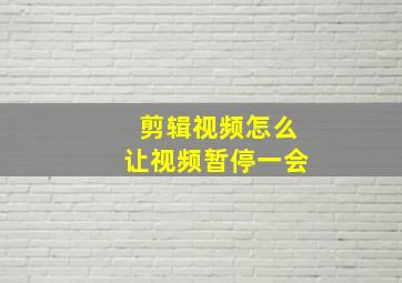 剪辑视频怎么让视频暂停一会