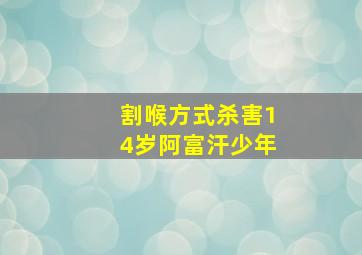 割喉方式杀害14岁阿富汗少年