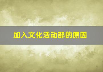 加入文化活动部的原因