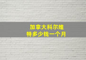 加拿大科尔维特多少钱一个月