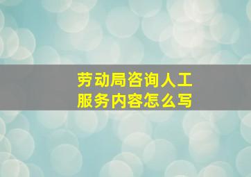 劳动局咨询人工服务内容怎么写