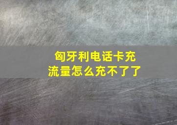 匈牙利电话卡充流量怎么充不了了