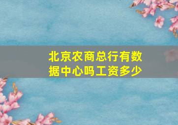 北京农商总行有数据中心吗工资多少