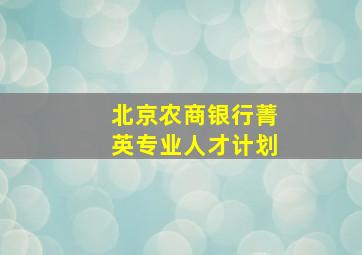 北京农商银行菁英专业人才计划