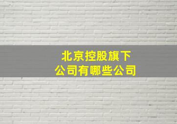 北京控股旗下公司有哪些公司