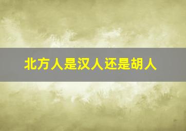 北方人是汉人还是胡人