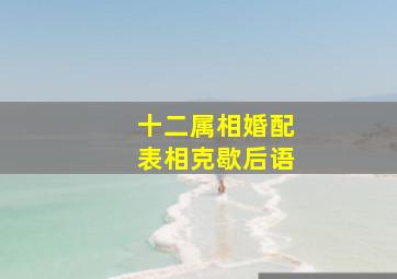 十二属相婚配表相克歇后语