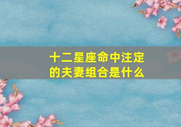 十二星座命中注定的夫妻组合是什么