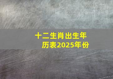 十二生肖出生年历表2025年份