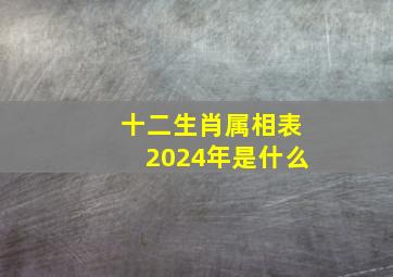 十二生肖属相表2024年是什么