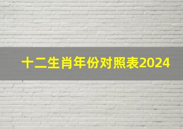 十二生肖年份对照表2024