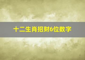 十二生肖招财6位数字