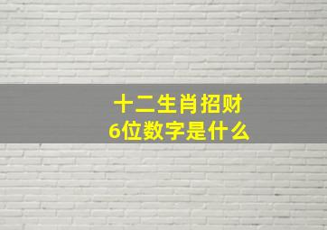 十二生肖招财6位数字是什么