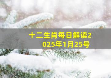 十二生肖每日解读2025年1月25号