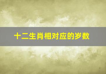 十二生肖相对应的岁数