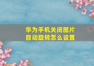 华为手机关闭图片自动旋转怎么设置