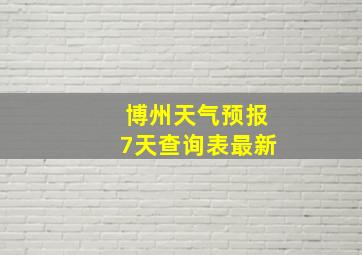 博州天气预报7天查询表最新