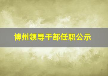 博州领导干部任职公示