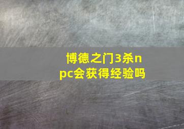 博德之门3杀npc会获得经验吗