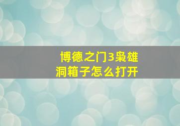 博德之门3枭雄洞箱子怎么打开