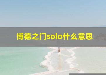 博德之门solo什么意思