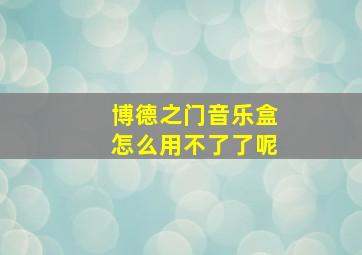 博德之门音乐盒怎么用不了了呢