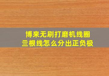 博来无刷打磨机线圈亖根线怎么分出正负极