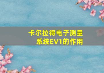 卡尔拉得电子测量系统EV1的作用