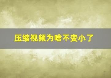 压缩视频为啥不变小了