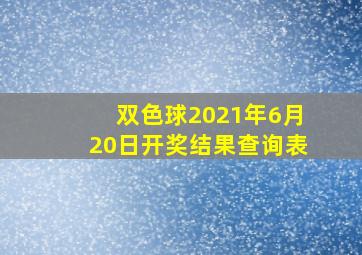 双色球2021年6月20日开奖结果查询表