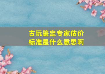 古玩鉴定专家估价标准是什么意思啊