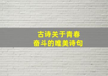 古诗关于青春奋斗的唯美诗句