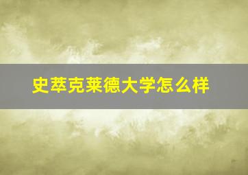 史萃克莱德大学怎么样