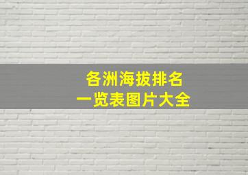 各洲海拔排名一览表图片大全