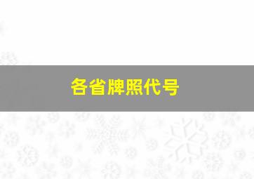 各省牌照代号