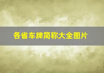 各省车牌简称大全图片