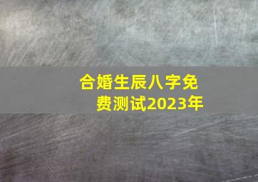 合婚生辰八字免费测试2023年